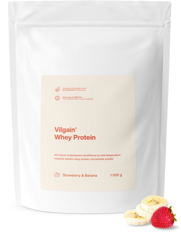 Vilgain Whey Protein jahoda a banán 1000 g Obrázek