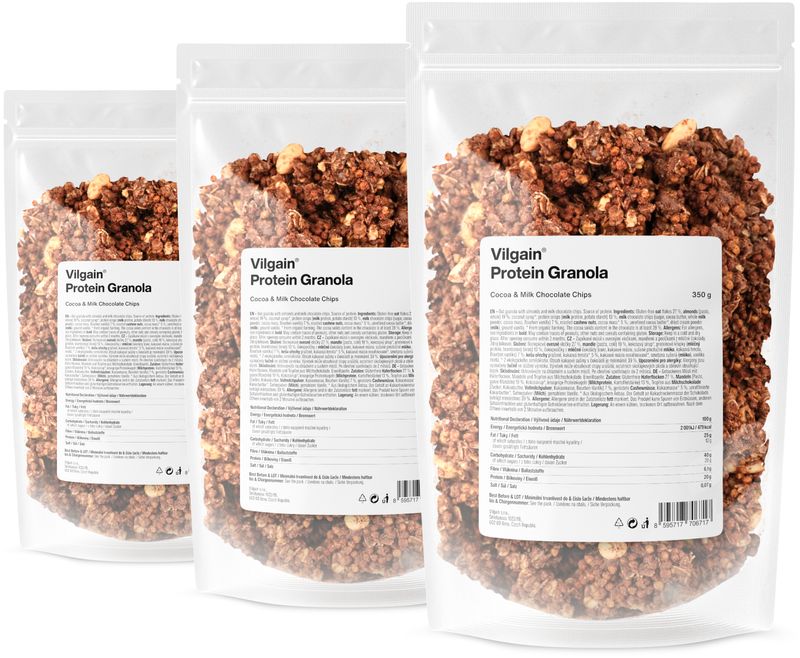 Vilgain Protein Granola –  3× Kakao a mléčná čokoláda 350 g