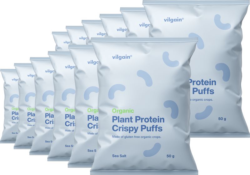 Vilgain Plant Protein Crispy Puffs BIO – 12× mořská sůl 50 g