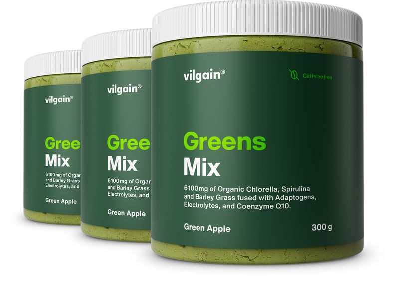 Vilgain Greens Mix – 3× Zelené jablko bez kofeinu 300 g