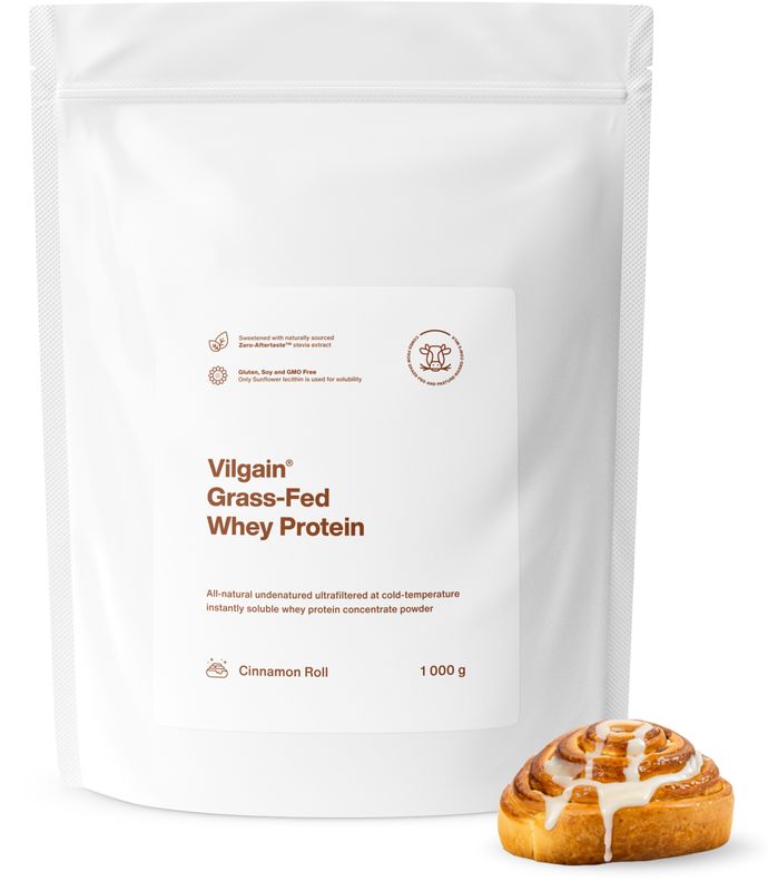 Vilgain Grass-Fed Whey Protein skořicová rolka 1000 g Obrázek