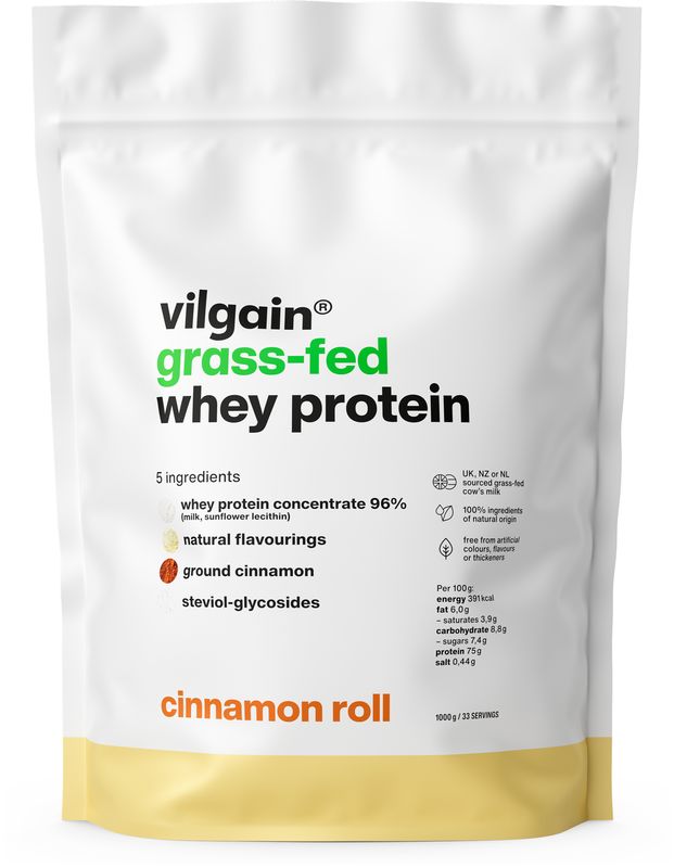 Levně Vilgain Grass-Fed Whey Protein – skořicová rolka 1 000 g