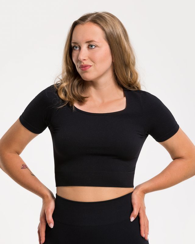 Vilgain Seamless Ribbed Crop Tee S/M black