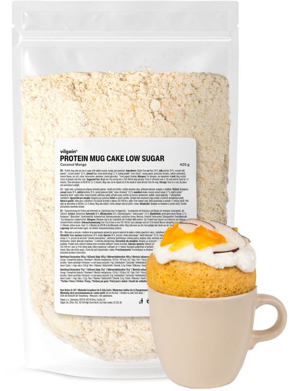 Vilgain Protein Mug Cake Mix Low Sugar Coconut Mango 420 g