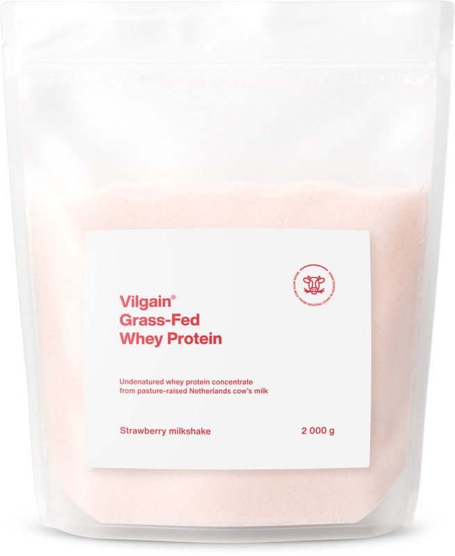 Vilgain Grass-Fed Whey Protein jahodový milkshake 2000 g Obrázek