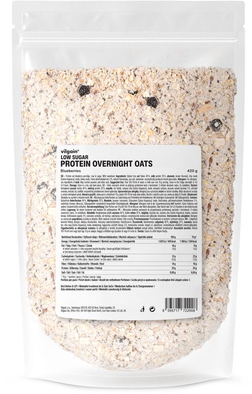 Vilgain Proteinové Overnight Oats s nízkým obsahem cukru – borůvka 420 g