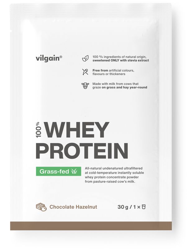 Vilgain Grass-Fed Whey Protein čokoláda/lískový ořech 30 g Obrázek