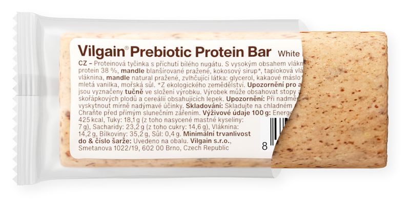 Vilgain Prebiotic Protein Bar White Nougat 55 g Obrázek