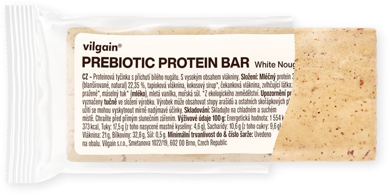 Vilgain Prebiotic Protein Bar White Nougat 55 g Obrázek