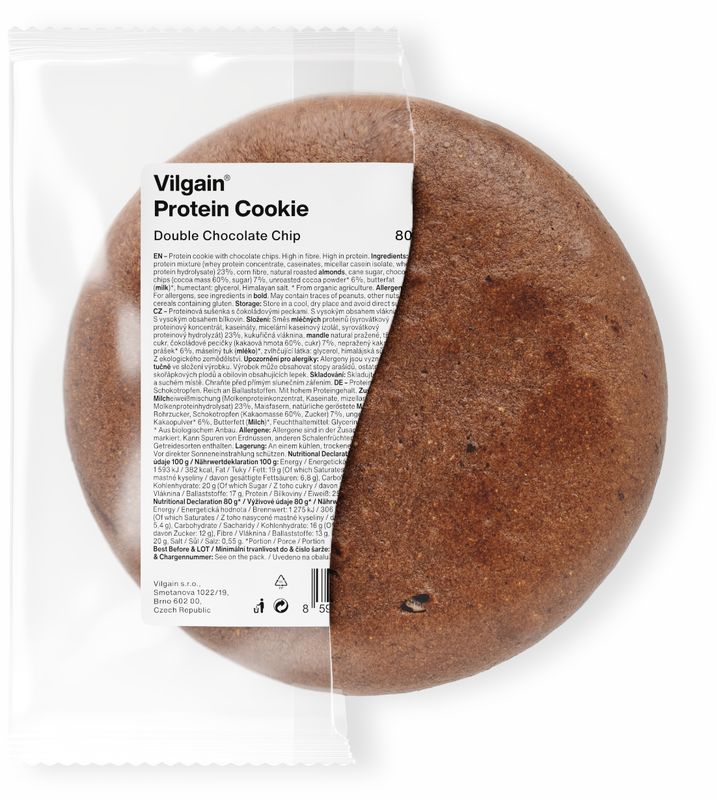 Vilgain Protein Cookie double chocolate chip 80 g Obrázek