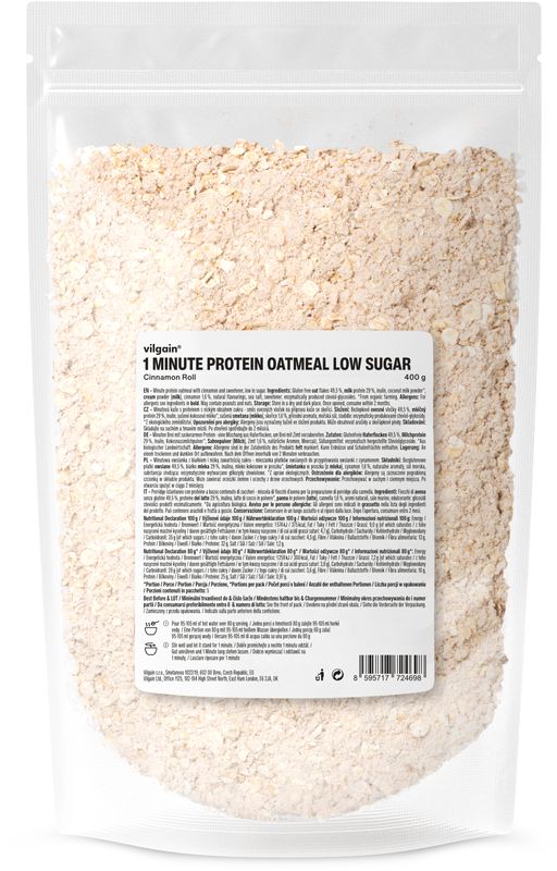 Vilgain Minútová proteínová ovsená kaša s nízkym obsahom cukru škoricová rolka 400 g