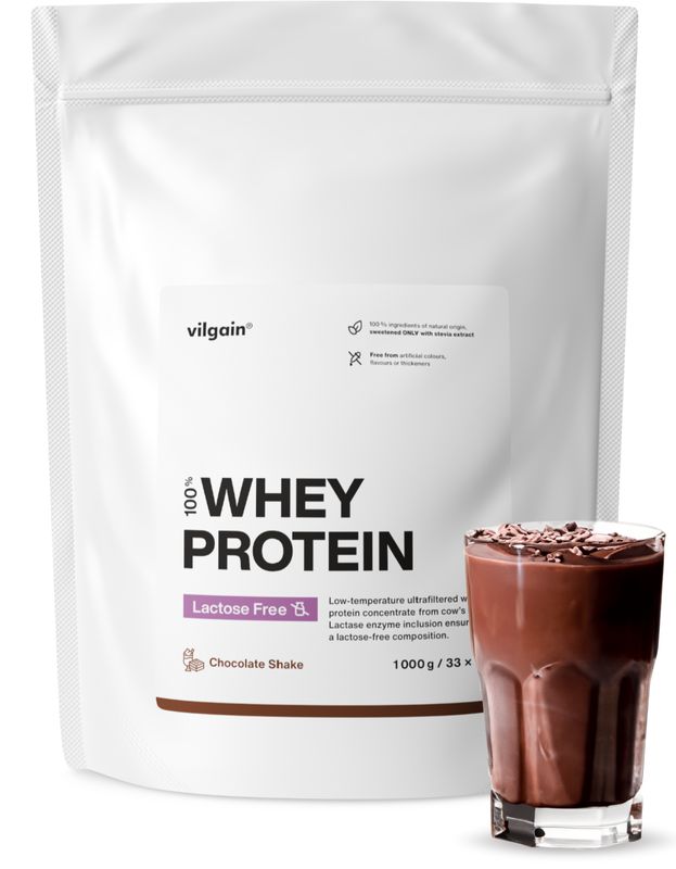 Vilgain Lactose Free Whey Protein Čokoládový šejk 1000 g Obrázek