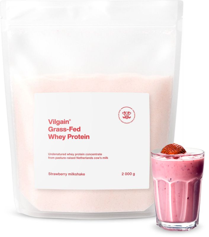 Vilgain Grass-Fed Whey Protein jahodový milkshake 2000 g Obrázek