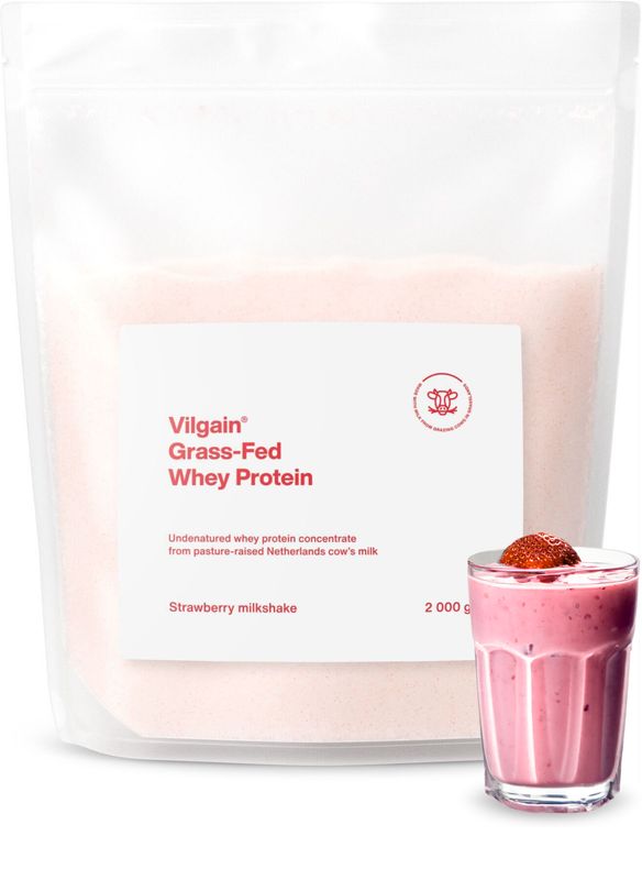 Vilgain Grass-Fed Whey Protein jahodový milkshake 2000 g Obrázek