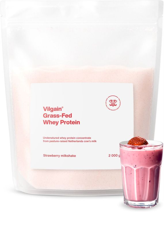 Vilgain Grass-Fed Whey Protein jahodový milkshake 2000 g Obrázek