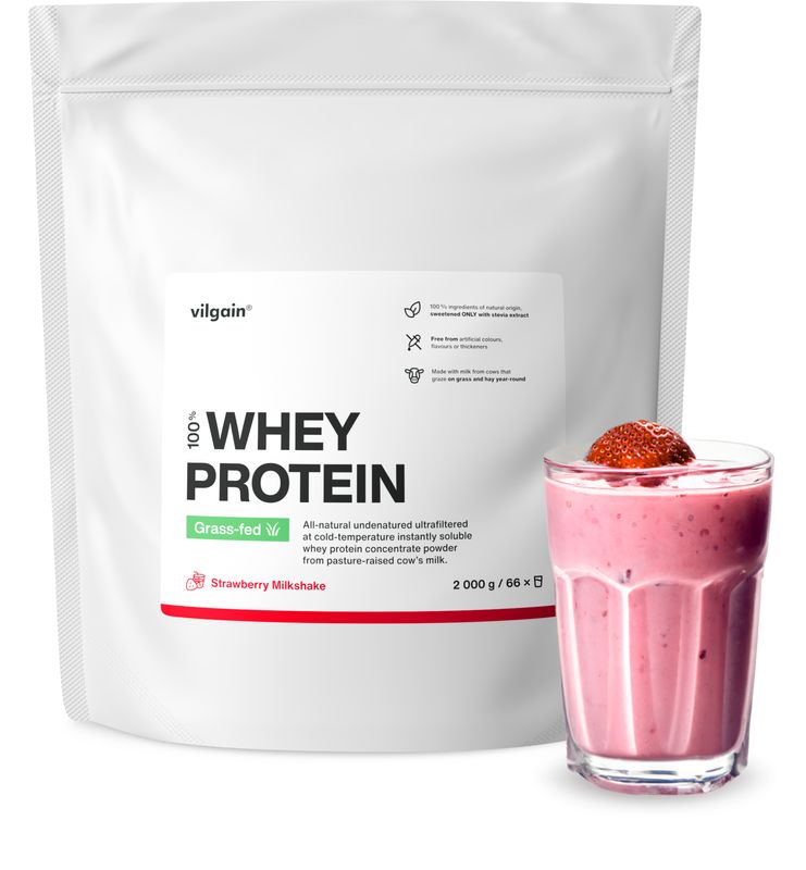 Vilgain Grass-Fed Whey Protein jahodový milkshake 2000 g Obrázek