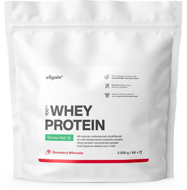 Levně Vilgain Grass-Fed Whey Protein – jahodový milkshake 2 000 g