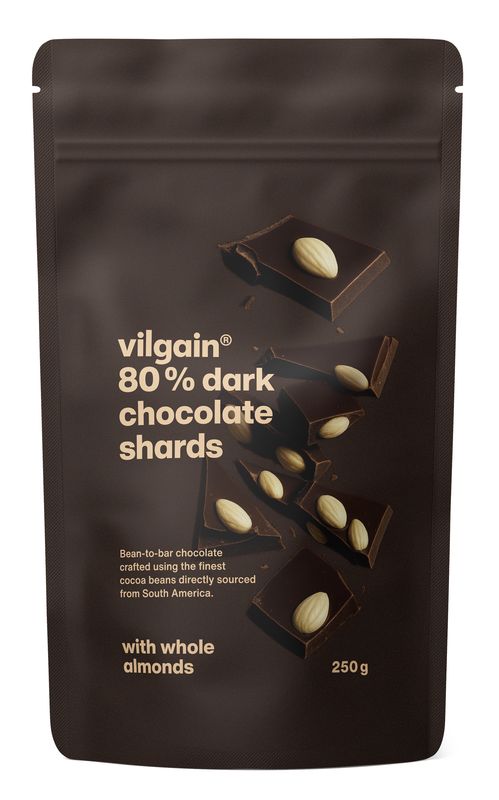Vilgain Lámaná čokoláda – 80% tmavá čokoláda s mandľami 250 g