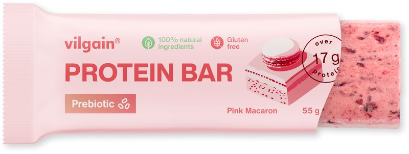 Vilgain Prebiotic Protein Bar – pink macaron 55 g