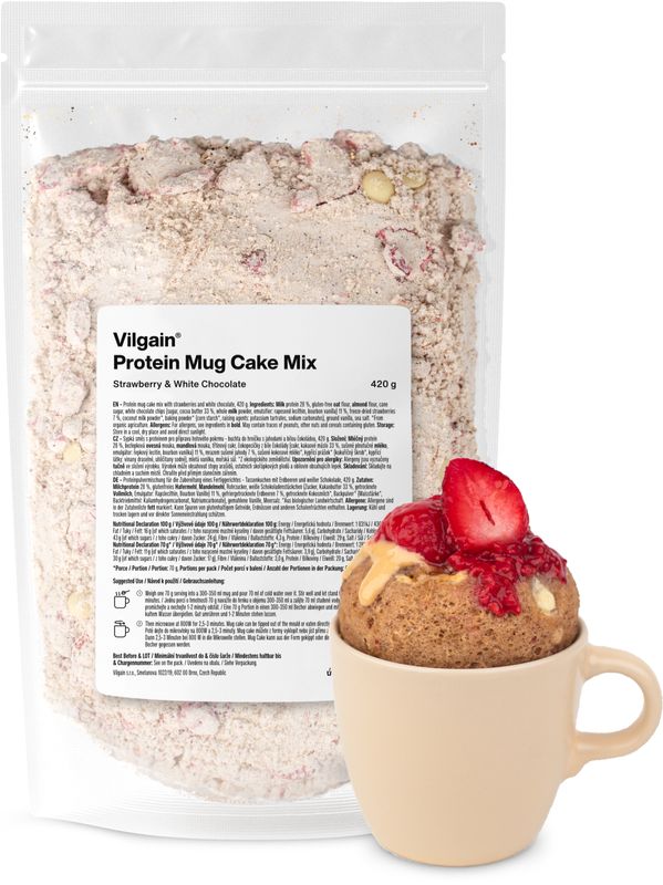 Vilgain Protein Mug Cake Mix – Eper és fehér csokoládé 420 g akciós termékkép 1