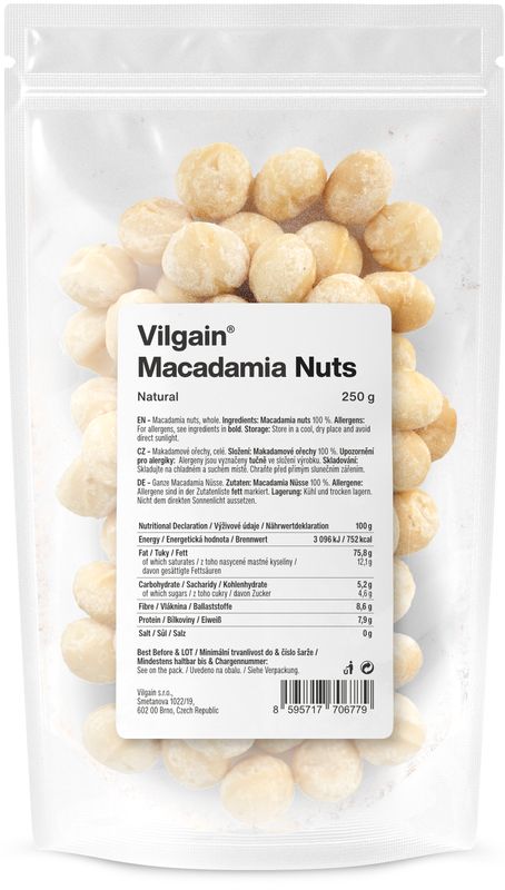 Vilgain Makadamové ořechy natural 250 g Obrázek