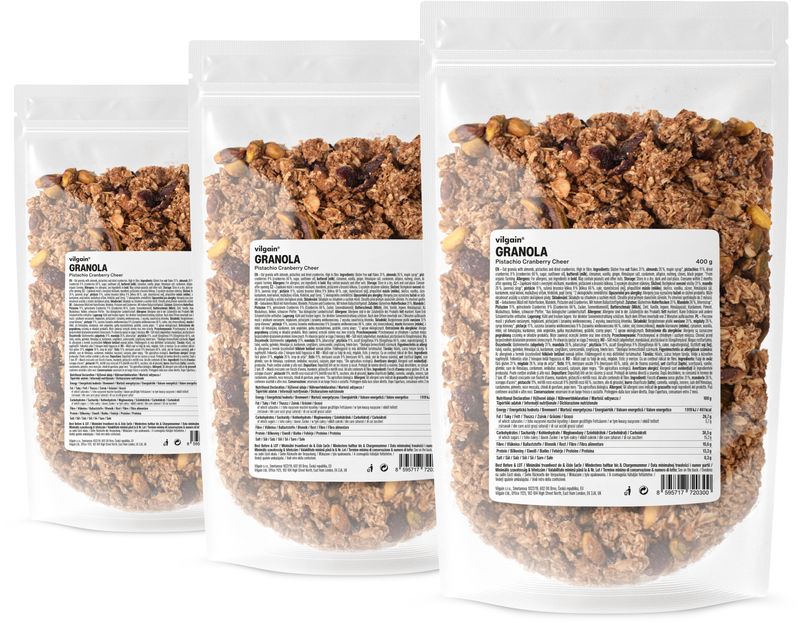 Vilgain Granola –  3× pistácie s brusinkami 400 g