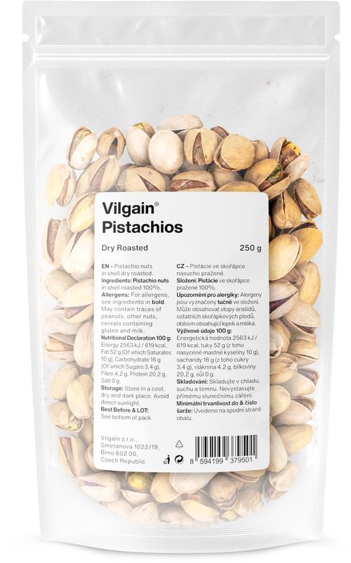 Vilgain Pistácie nasucho pražené neochucené 250 g Obrázek