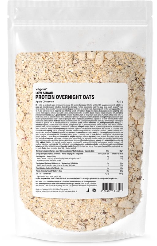 Vilgain Proteinové Overnight Oats s nízkým obsahem cukru – jablko se skořicí 420 g