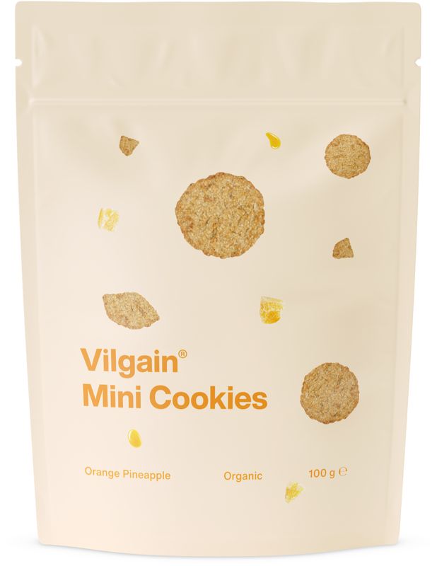 Vilgain Mini Cookies BIO Pomeranč a ananas 100 g - Zkrácená trvanlivost