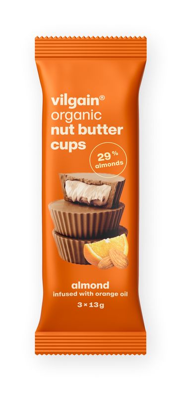 Vilgain Nut Butter Cups BIO – Mandle v pomerančovém oleji 39 g (3 x 13 g)