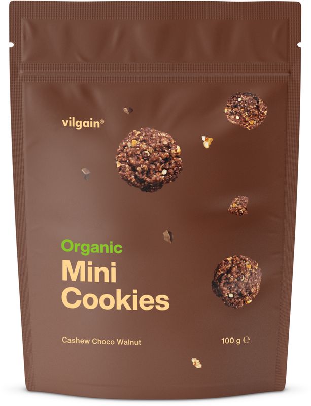 Levně Vilgain Mini Cookies BIO – kešu, čokoláda a vlašské ořechy 100 g
