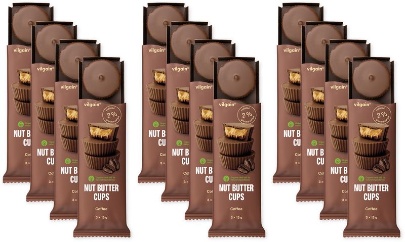 Levně Vilgain Nut Butter Cups BIO – 12× kávovo-oříškové máslo 39 g (3 x 13 g)