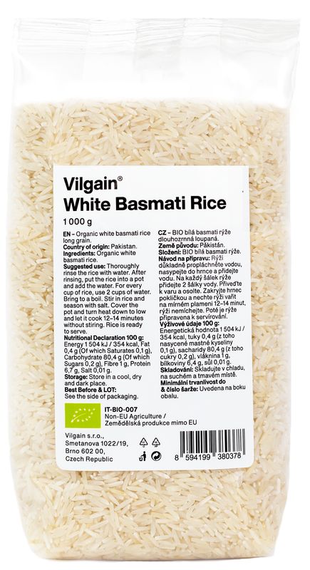 Vilgain Basmati rýže bílá BIO 1000 g Obrázek