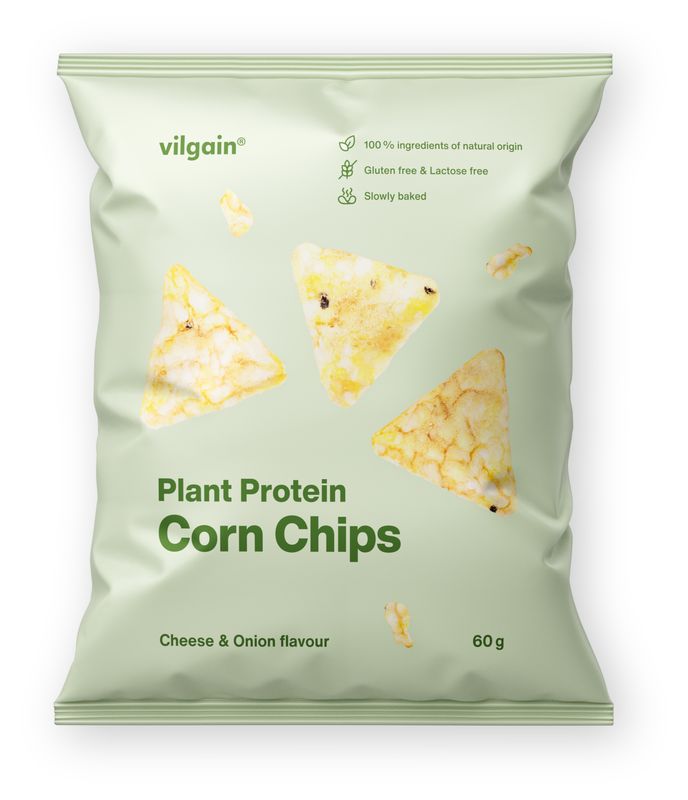 Vilgain Kukuřičné proteinové chipsy BIO – 12× Cibule se sýrem 60 g