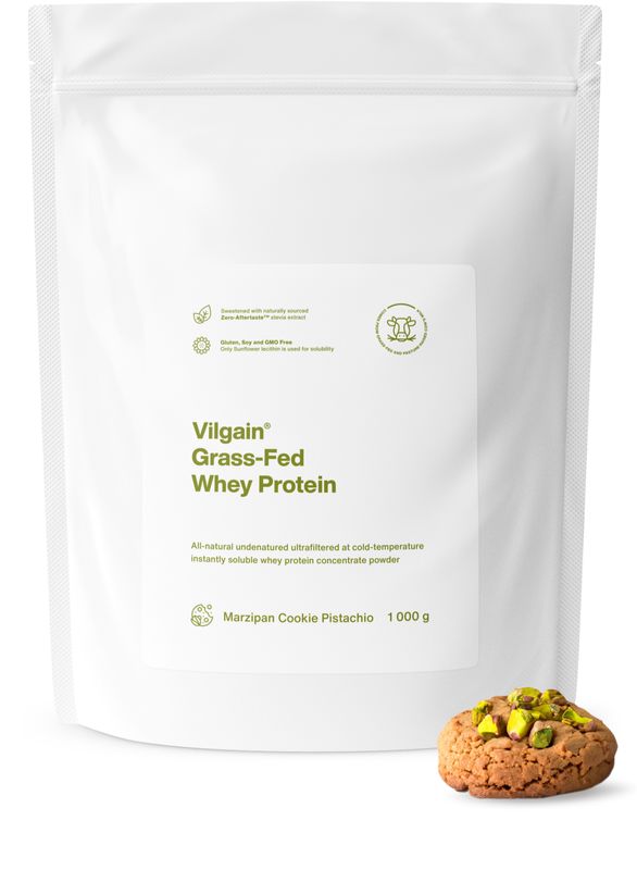 Vilgain Grass-Fed Whey Protein marcipánová sušenka s pistáciemi 1000 g Obrázek