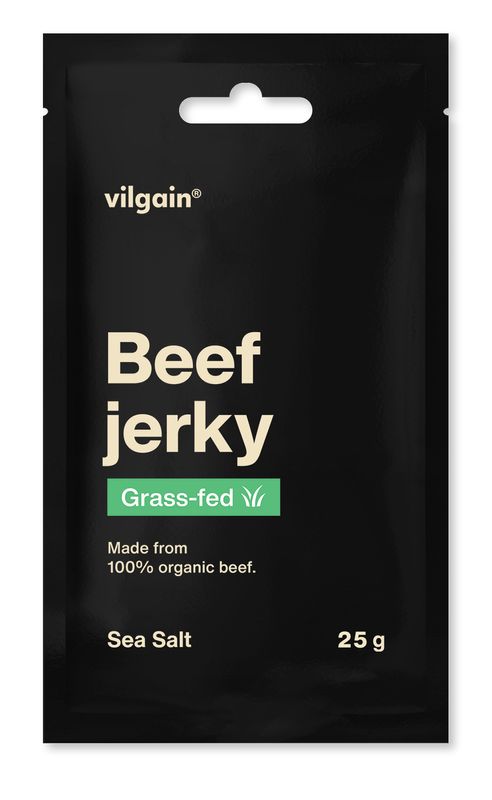 Vilgain Grass-Fed Hovězí jerky BIO – mořská sůl 25 g