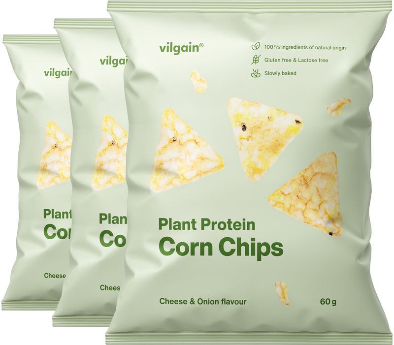 Vilgain Kukuřičné proteinové chipsy BIO – 3× Cibule se sýrem 60 g
