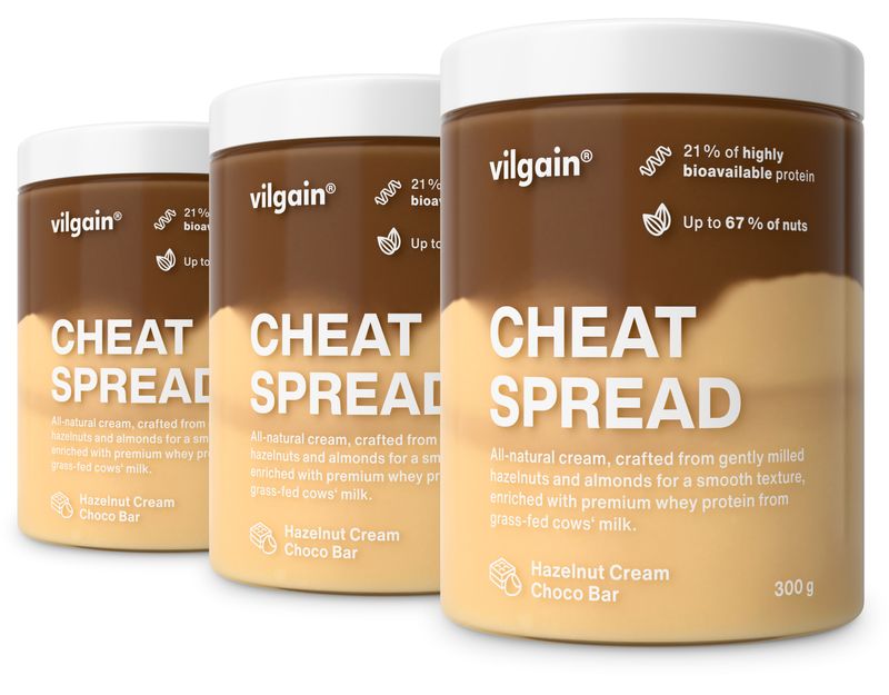 Vilgain Cheat Spread –  3× čokoládový košíček plněný arašídovým krémem 300 g