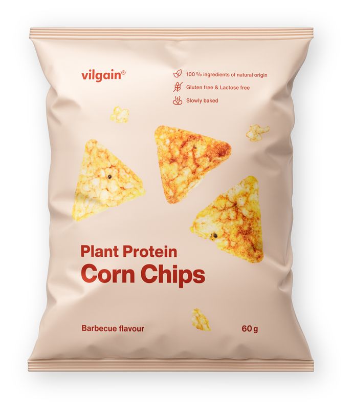 Levně Vilgain Kukuřičné proteinové chipsy BIO – 12× BBQ 60 g