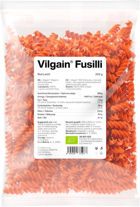 Vilgain Fusilli těstoviny BIO čočkové 250 g Obrázek