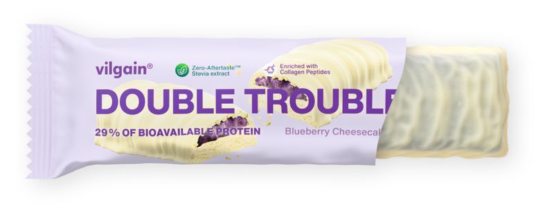 Vilgain Double Trouble Protein Bar – borůvkový cheesecake 55 g