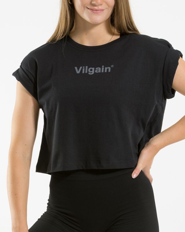 Vilgain Logotype Crop Top S Černá Obrázek