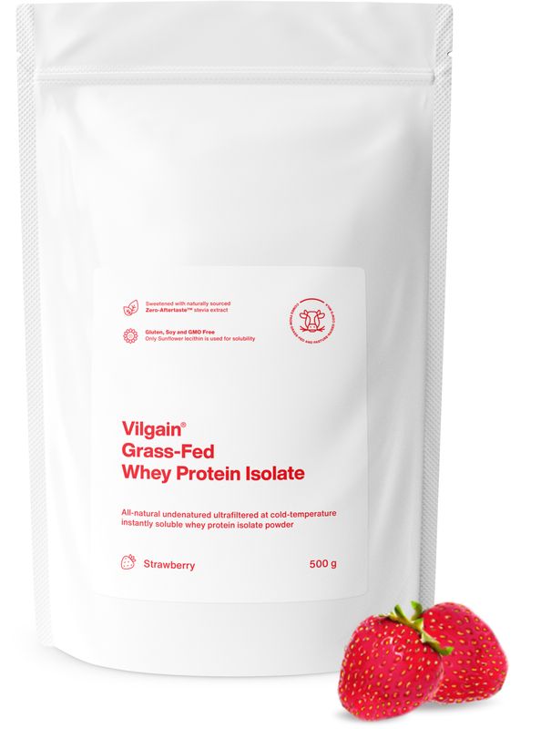 Vilgain Grass-Fed Whey Protein Isolate jahoda 500 g Obrázek