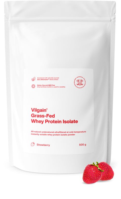 Vilgain Grass-Fed Whey Protein Isolate jahoda 500 g Obrázek