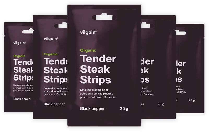 Levně Vilgain Sušené steakové proužky BIO – 5× černý pepř 25 g