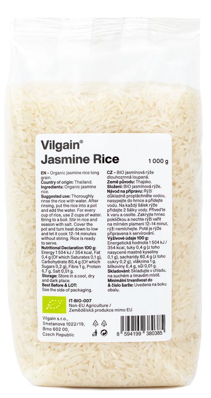 Vilgain Jasmínová rýže BIO –  3× 1000 g