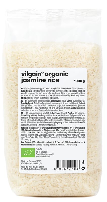 Vilgain Jasmínová rýže BIO 1000 g Obrázek