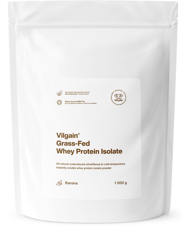 Vilgain Grass-Fed Whey Protein Isolate banán 1000 g Obrázek