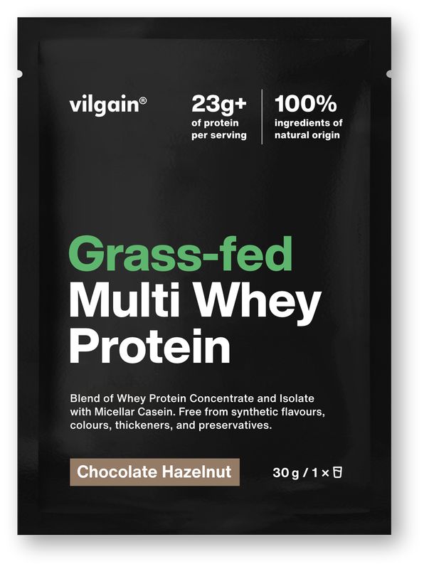 Vilgain Grass-Fed Multi Whey Protein – čokoláda a lískový oříšek 30 g