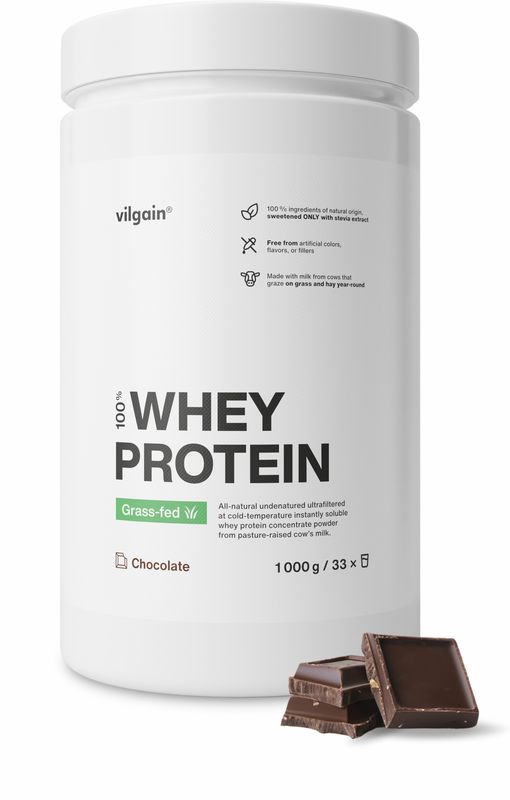 Vilgain Grass-Fed Whey Protein čokoláda 1000 g (dóza) Obrázek